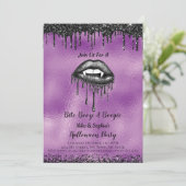 Vampier Zwart Glitter Lips Volwassen Halloween Paa Kaart (Staand voorkant)