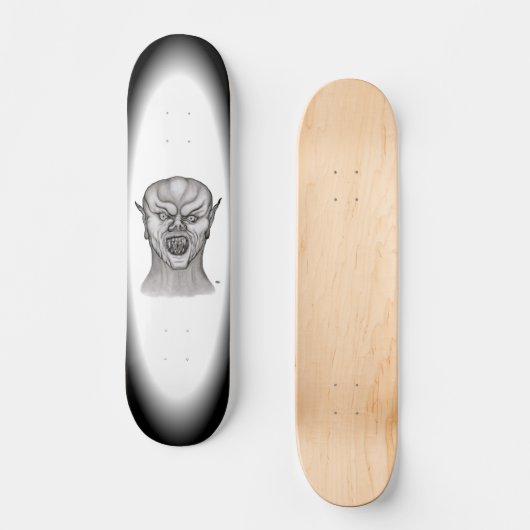 Vampier zwart-wit design persoonlijk skateboard (Voorkant)