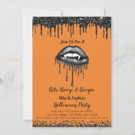 Vampier zwarte glitter lippen volwassen Halloween  Kaart