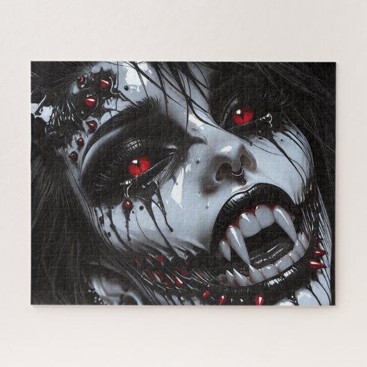 Vampierdemon Portret – Gotische Horror Fantasy Kun Legpuzzel (Horizontaal)