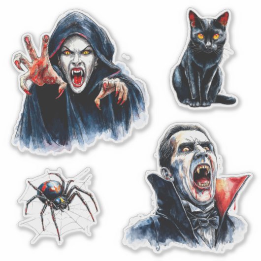 Vampieren en vampiers Halloween Gothic Cat Spider Sticker (Voorkant)