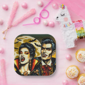 Vampieren en vleermuizen Halloween Party Papieren Bordje (Feest)