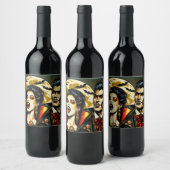 Vampieren en vleermuizen Halloween Party Wijn Etiket (Flessen)