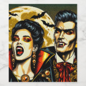 Vampieren en vleermuizen Halloween Party Wijn Etiket (Enkel label)