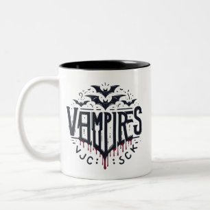 Vampieren en vleermuizen op Halloween Tweekleurige Koffiemok