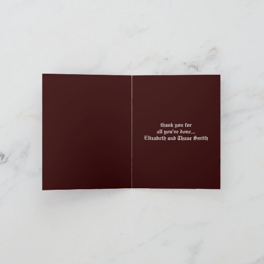 Vampiergotische bruiloftsbekendmaking bedankkaart (Binnen)