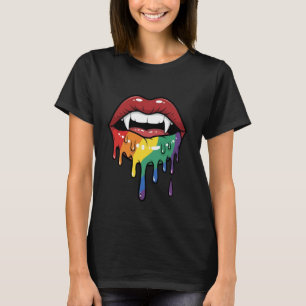 Vampierhoektanden druppelende regenbooglippen   Ed T-shirt