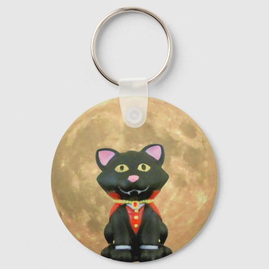 Vampierkat en volle maan sleutelhanger (Voorkant)