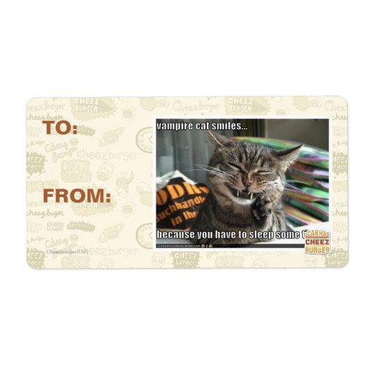 vampierkat glimlacht etiket (Voorkant)