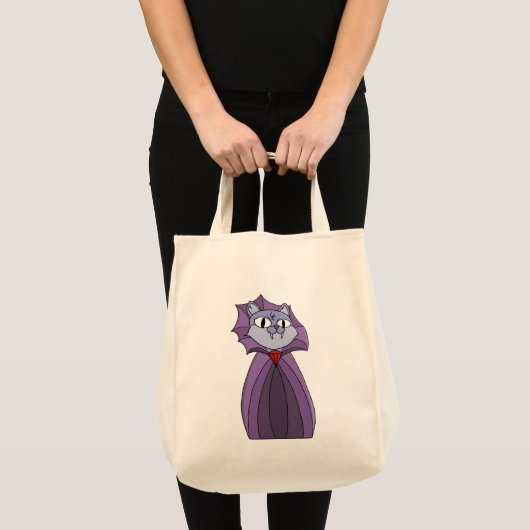 Vampierkat in paarse cape tote bag (Voorkant (product))