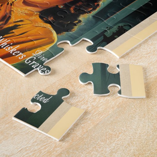 Vampierkat - retro horror poster legpuzzel (Zijkant)