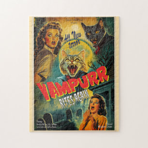 Vampierkat - retro horror poster legpuzzel