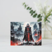 Vampierkrijger in de verwoeste stad briefkaart (Staand voorkant)