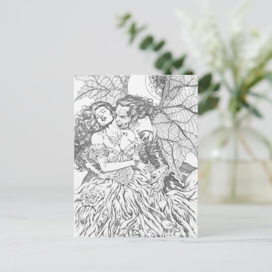 Vampierkus van Al Rio - Vampire en Voman Art Briefkaart (Staand voorkant)