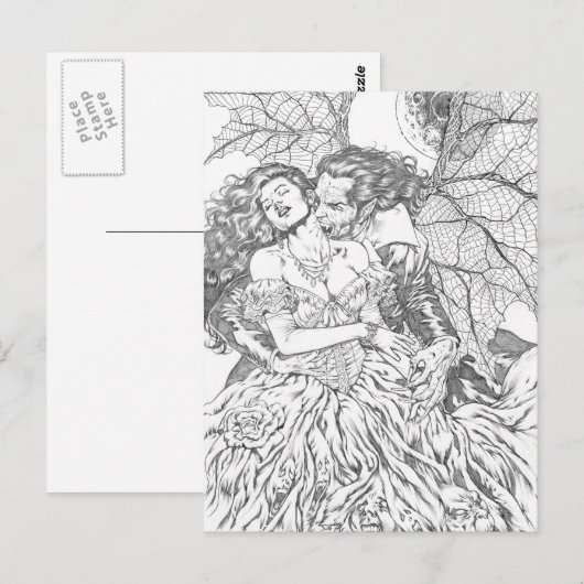 Vampierkus van Al Rio - Vampire en Voman Art Briefkaart (Voorkant / Achterkant)