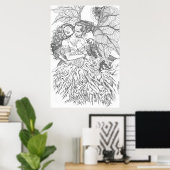 Vampierkus van Al Rio - Vampire en Voman Art Poster (Thuiskantoor)