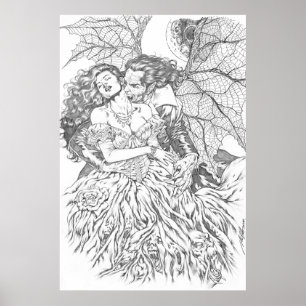 Vampierkus van Al Rio - Vampire en Voman Art Poster
