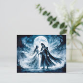 Vampierliefde onder maanverlichte hemel briefkaart (Staand voorkant)