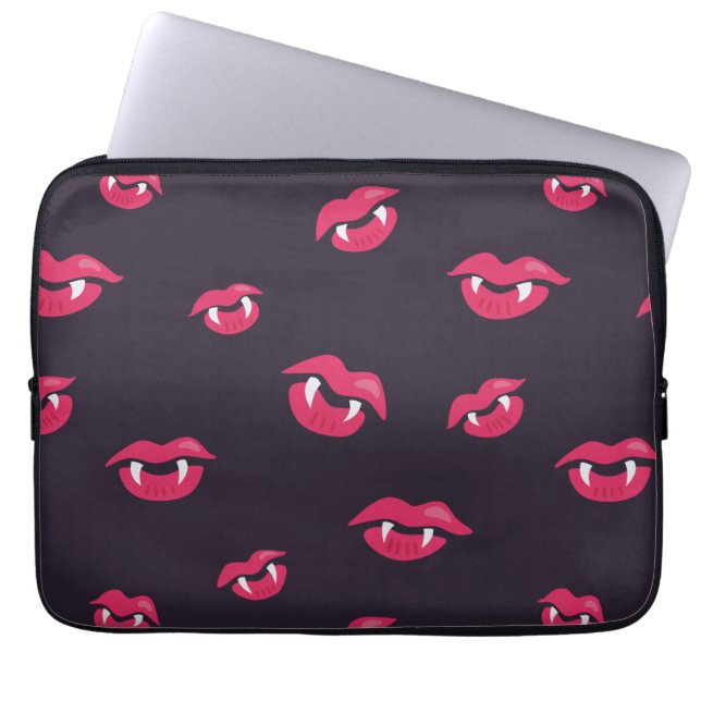 Vampierlips en hoekpatroon laptop sleeve (Voorkant)