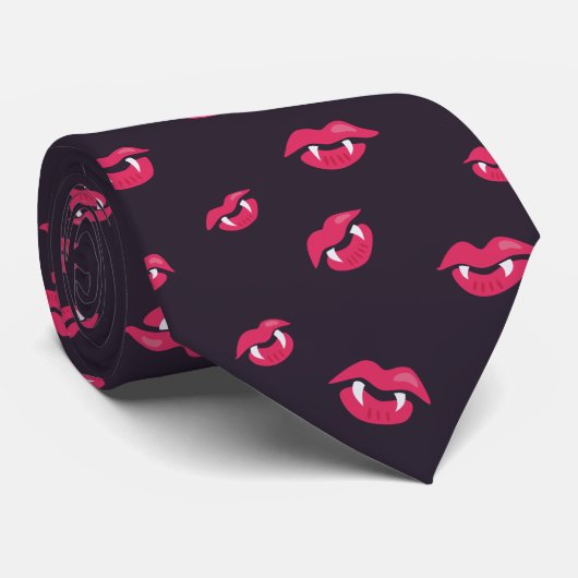 Vampierlips en hoekpatroon stropdas (Opgerold)