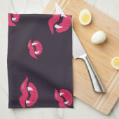 Vampierlips en hoekpatroon theedoek (Quarter Fold)