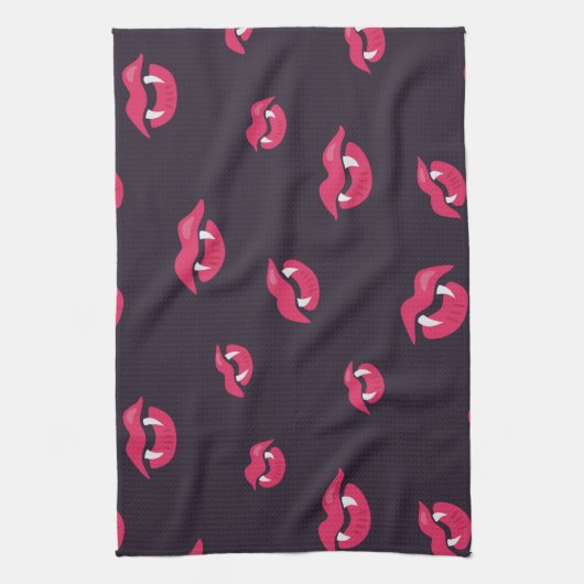 Vampierlips en hoekpatroon theedoek (Verticaal)