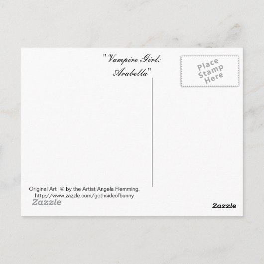 Vampiermeisje: "Arabella" Briefkaart (Achterkant)