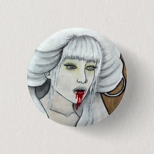 Vampiermeisje - Hematemese - donkere horrorkunst Ronde Button 3,2 Cm (Voorkant)