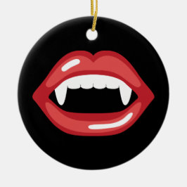 Vampiermond met rode lippen en hoeken keramisch ornament