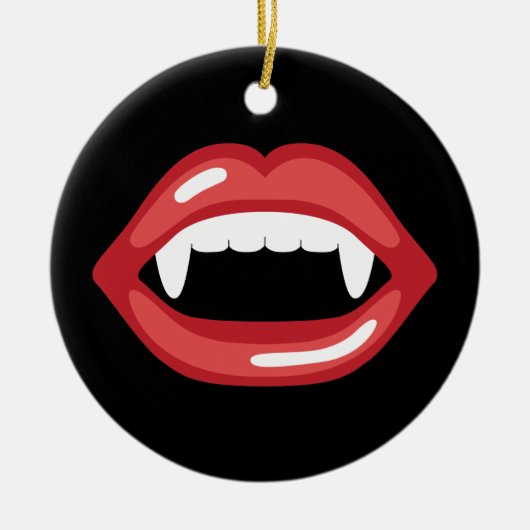 Vampiermond met rode lippen en hoeken keramisch ornament (Voorkant)