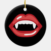 Vampiermond met rode lippen en hoeken keramisch ornament (Achterkant)