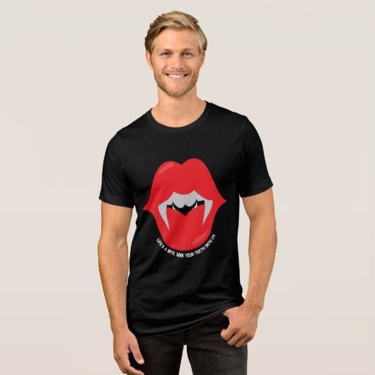 Vampiermond met tanden en tanden Tri-Blend shirt (Voorkant volledig)