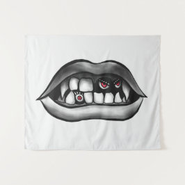 Vampiermond met vingers en boosdoeningen wandkleed