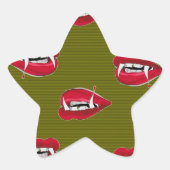 Vampiermond op bruin ster sticker (Voorkant)