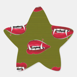 Vampiermond op bruin ster sticker