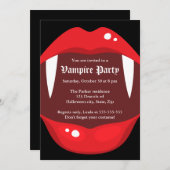Vampierpartijuitnodiging met fangs en rode lippen kaart (Voorkant / Achterkant)