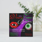 Vampiers vs Zombies Halloween Birthday Invitations Kaart (Staand voorkant)