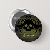 Vampierschedel olijfgroen ronde button 5,7 cm (Voorkant /achterkant)