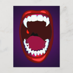 Vampiertanden Horror Show Monster Tanden Rood Paar Briefkaart