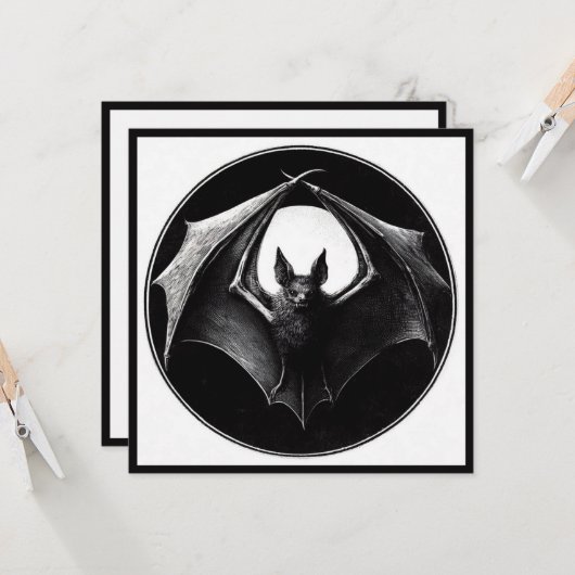 Vampiervleermuis Goth Horror Kaart (Voorkant / Achterkant in situ)