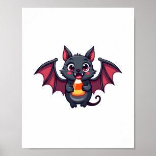Vampiervleermuis met Snoep – Schattige Halloween T Poster