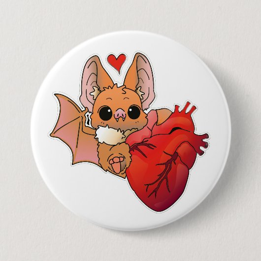 Vampiervleermuis Ronde Button 7,6 Cm (Voorkant)