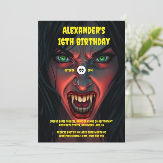 Vampiervrouw Kaart (Staand voorkant)