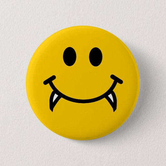 Vampierzijde met fangs ronde button 5,7 cm (Voorkant)