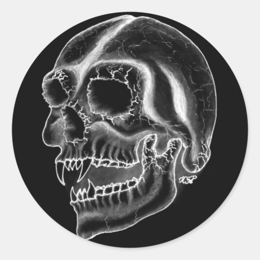 Vampir ontwerp zwart-wit ronde sticker (Voorkant)