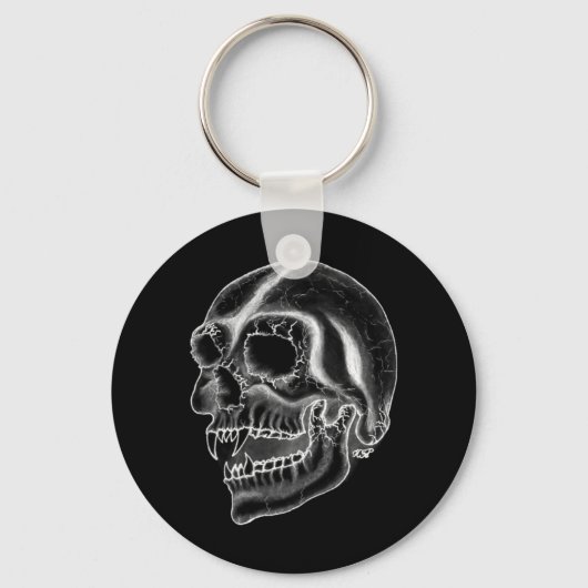 Vampir ontwerp zwart-wit sleutelhanger (Voorkant)