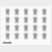 Vampir zwart-wit ontwerp ronde sticker (Vel)