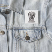 Vampir zwart-wit ontwerp vierkante button 5,1 cm (In situ)
