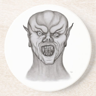 Vampir zwart-wit ontwerp zandsteen onderzetter