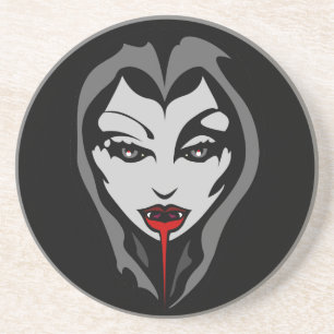 Vampire Achterbaan Mooie Halloween Vampier Meisje Zandsteen Onderzetter